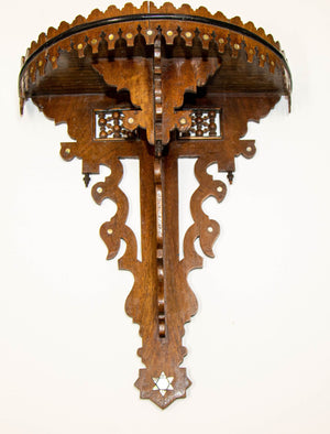 1920s Antique Moroccan Wall Bracket Shell Inlay Moorish Wall Shelf