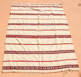 1960s Vintage Berber Moroccan Handira Bohemian Tribal Style Flat-Weave Textile