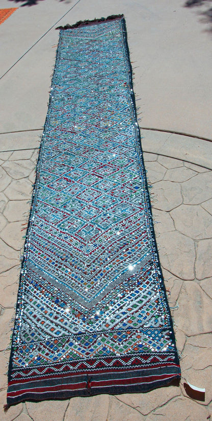 1950s Vintage Zemmour Moroccan Rug Berber Runner, 3ft x 16.4ft long