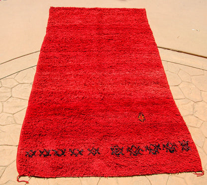 Vintage Moroccan Berber Rug by Weaver Tribes, Red Ethnic Design, 1960s