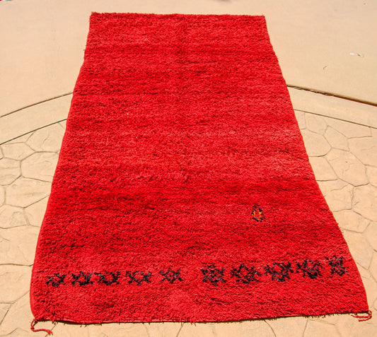 Vintage Moroccan Berber Rug by Weaver Tribes, Red Ethnic Design, 1960s