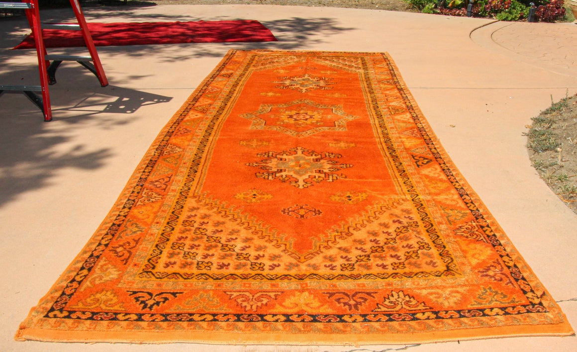 Moroccan Berber Rug Burnt Orange 16ft Long 1960s