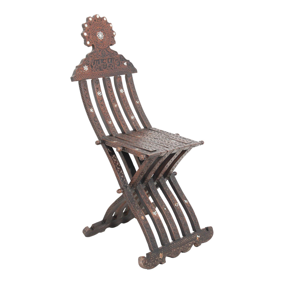 19th Century Moorish Egyptian Pearl Inlaid Folding Chair