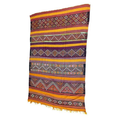 Vintage Hand-Woven Berber Kilim Rug by Moroccan Artisans, 6.5x10 ft