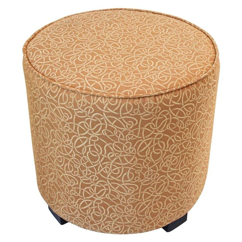 Moroccan Pouf Upholstered in Gold Fabric Stool