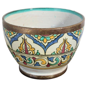 Antique Moroccan Ceramic Glazed Bowl Handcrafted in Fez Meknes Jobbana 1900