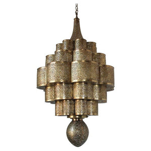 Large Moroccan Brass Chandelier Moorish Alhambra