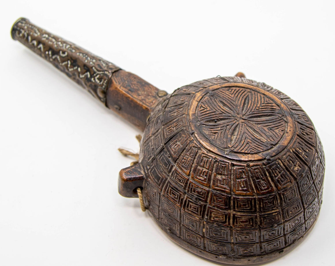 Antique African Moroccan Tribal Wood Flask 19th C.