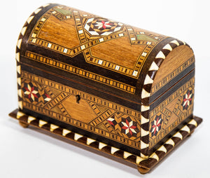 Moorish Spain Arch Top Wood Inaid Marquetry Jewelry Box