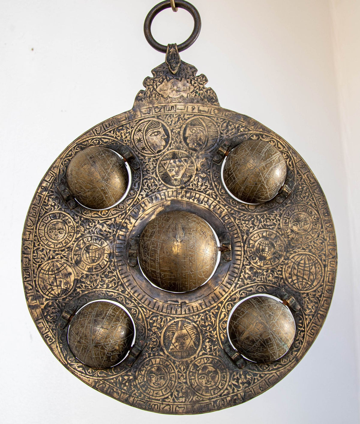 Islamic Cast Bronze Astrolabe with Five Celestial Globes Astronomical Instrument