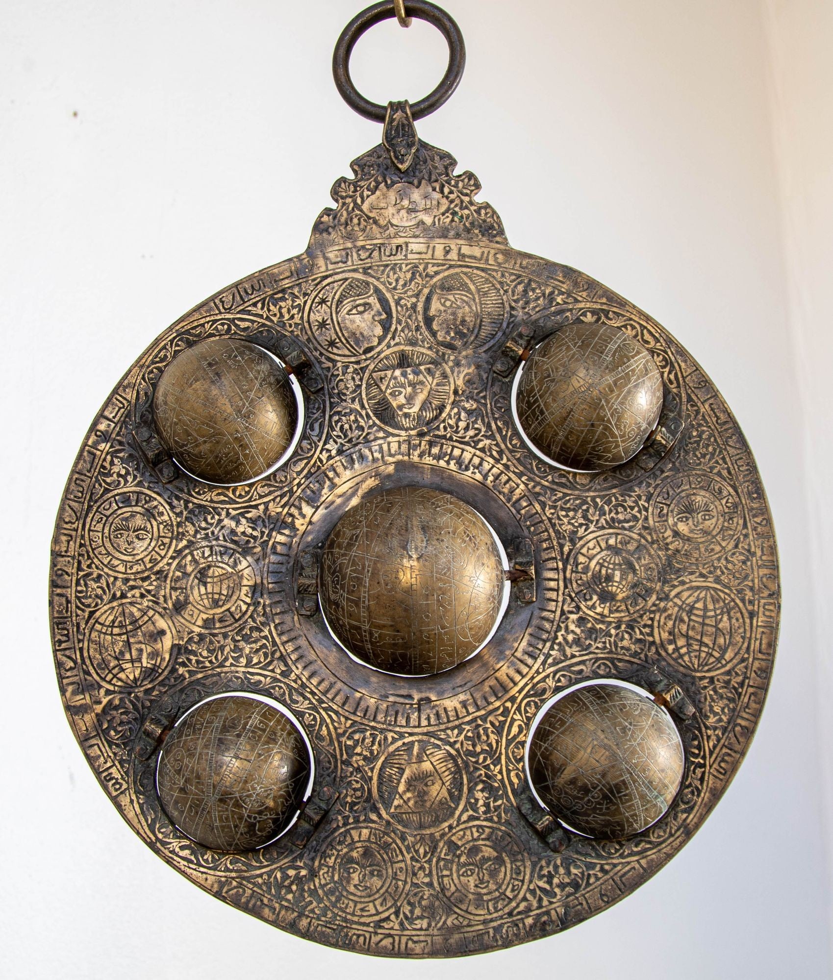 Islamic Cast Bronze Astrolabe with Five Celestial Globes Astronomical Instrument