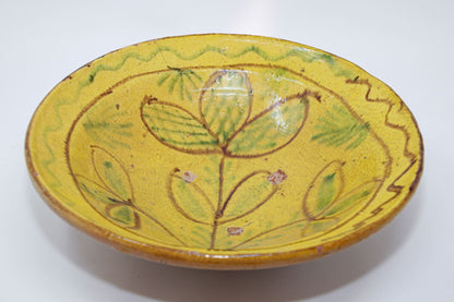 Glazed Islamic Hispano-Moresque Earthenware Dish Yellow Bowl