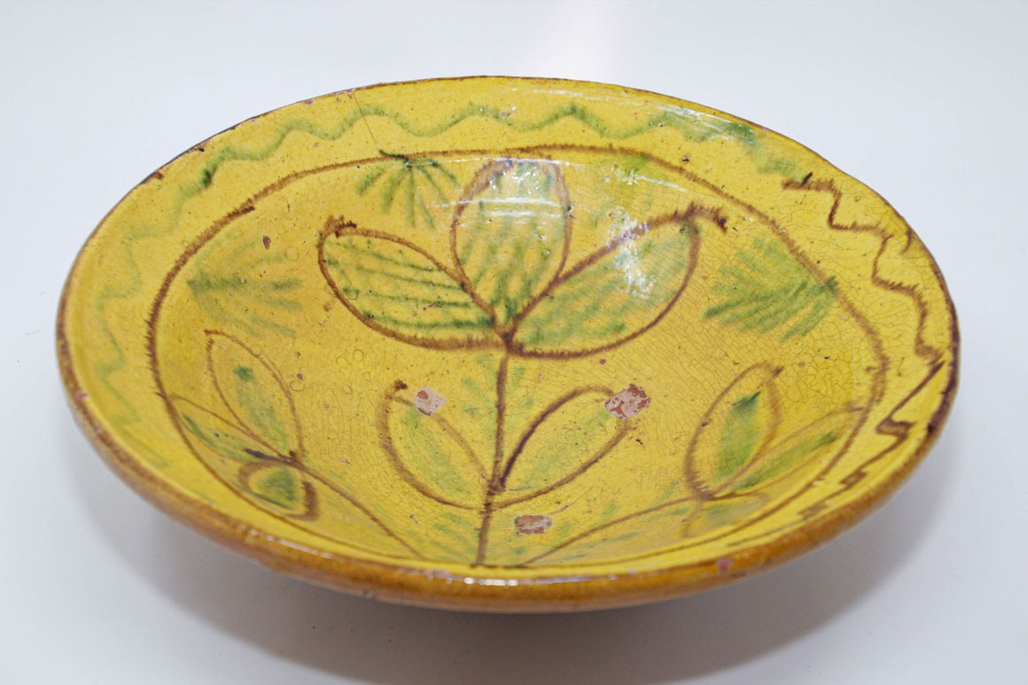 Glazed Islamic Hispano-Moresque Earthenware Dish Yellow Bowl