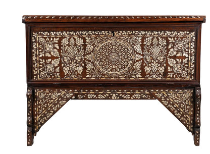 Large 19th-Century Ottoman Levantine Mother-of-Pearl Inlaid Dowry Chest