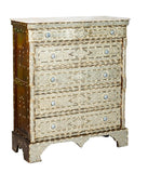 Antique Middle Eastern Mother-of-Pearl Inlaid Marble-Top Chest of Drawers