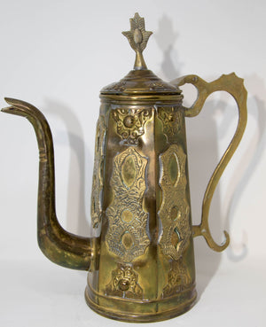 Antique Moroccan Moorish Style Middle Eastern Islamic Brass Coffee Pot
