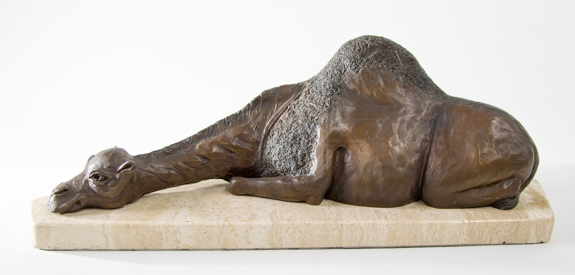 Bronze Resting Camel Sculpture on Marble Stand French School