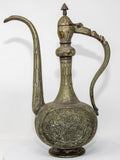 Antique Islamic Middle Eastern Qajar Persian Tinned Metal Ewer 19th Century