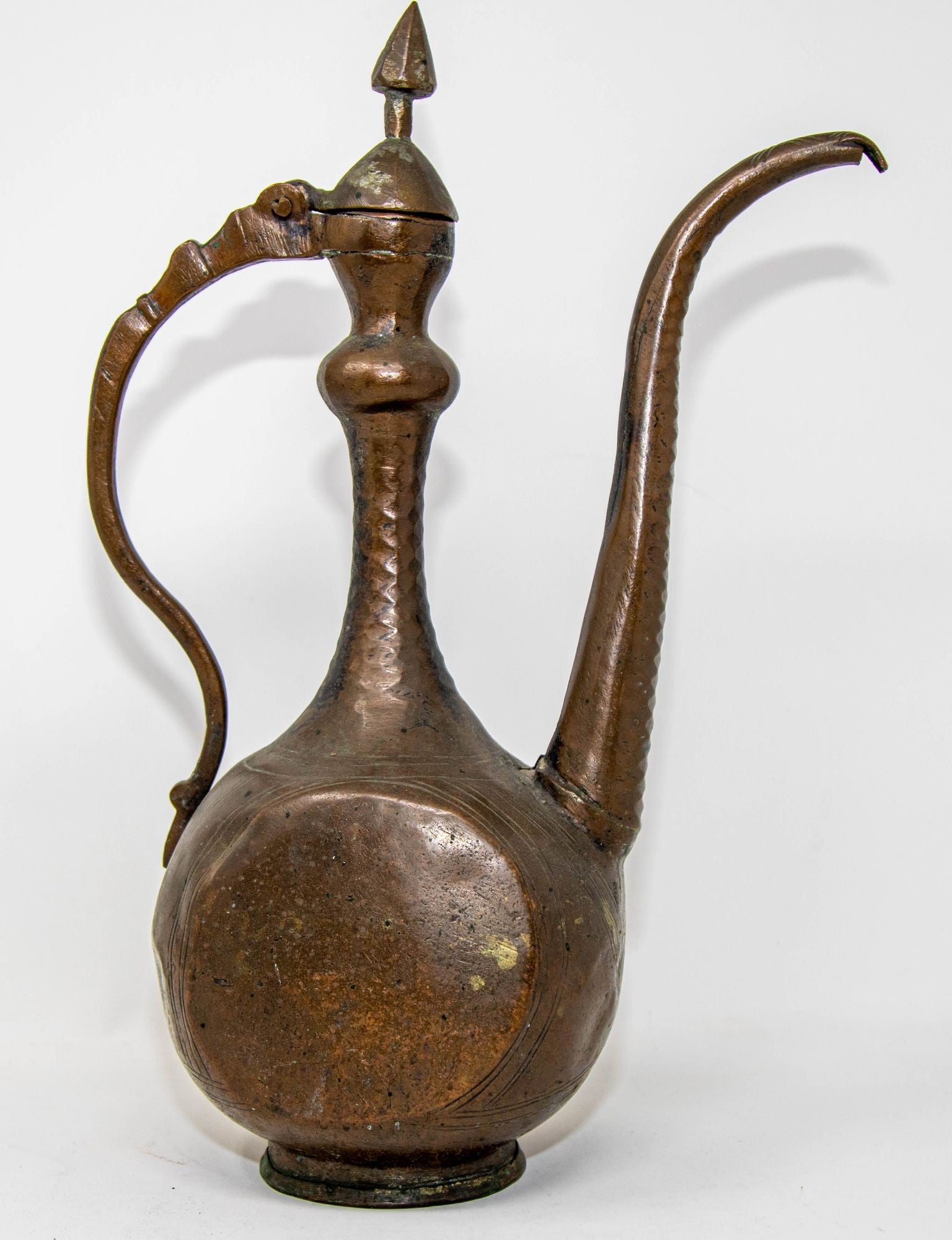 Antique Islamic Middle Eastern Qajar Persian Copper Ewer 19th Century