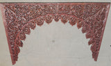 Asian Hand-Carved Wooden Architectural Arched Wall Door Panel