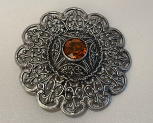 Ottoman Style Turkish Silver Brooch or Veil Pin with Moorish Filigree Lace