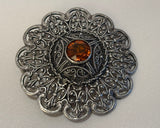 Ottoman Style Turkish Silver Brooch or Veil Pin with Moorish Filigree Lace