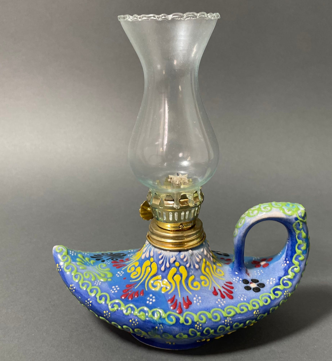 Aladdin Stylish Handmade Blue Ceramic Turkish Oil Lamp