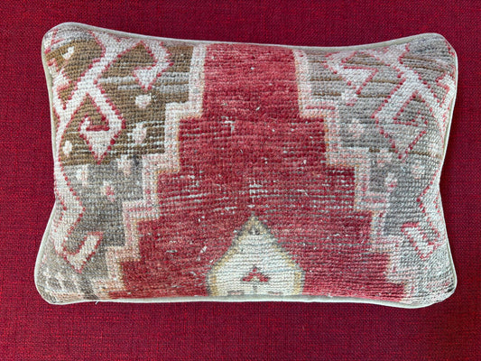 1940s Antique Tabriz Persian Rug Pillow with Geometric Motifs
