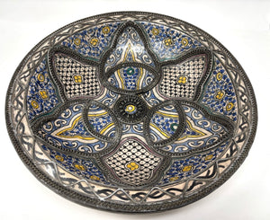 Antique Moroccan Moorish Handcrafted Ceramic Bowl Dish from Fez