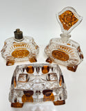 Vintage 1930s Art Deco Karl Palda Crystal Vanity Set of Three Pieces