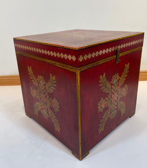 Moroccan Hand Painted Decorative Storage Trunk Chest Side Table