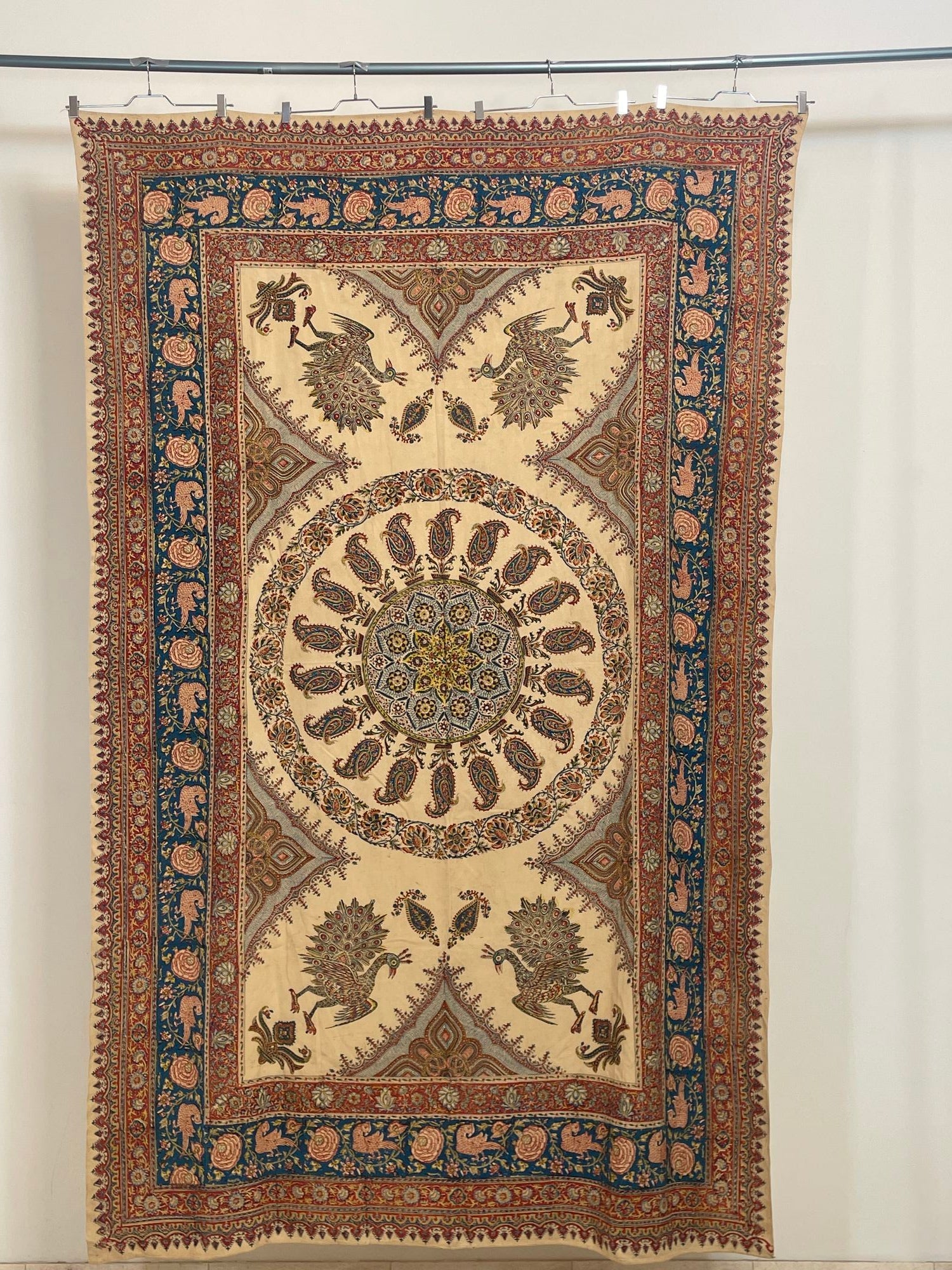 Large Isfahan Ghalamkar Persian Paisley Textile Block Printed 1950s -  E-mosaik, image size:1500x2000