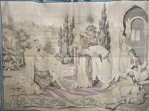 Moorish Tapestry with a 19th Century Orientalist Arabian Scene