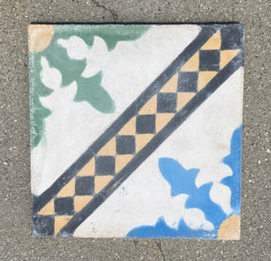 Moroccan Hand-Painted Cement Tile with Traditional Fez Design