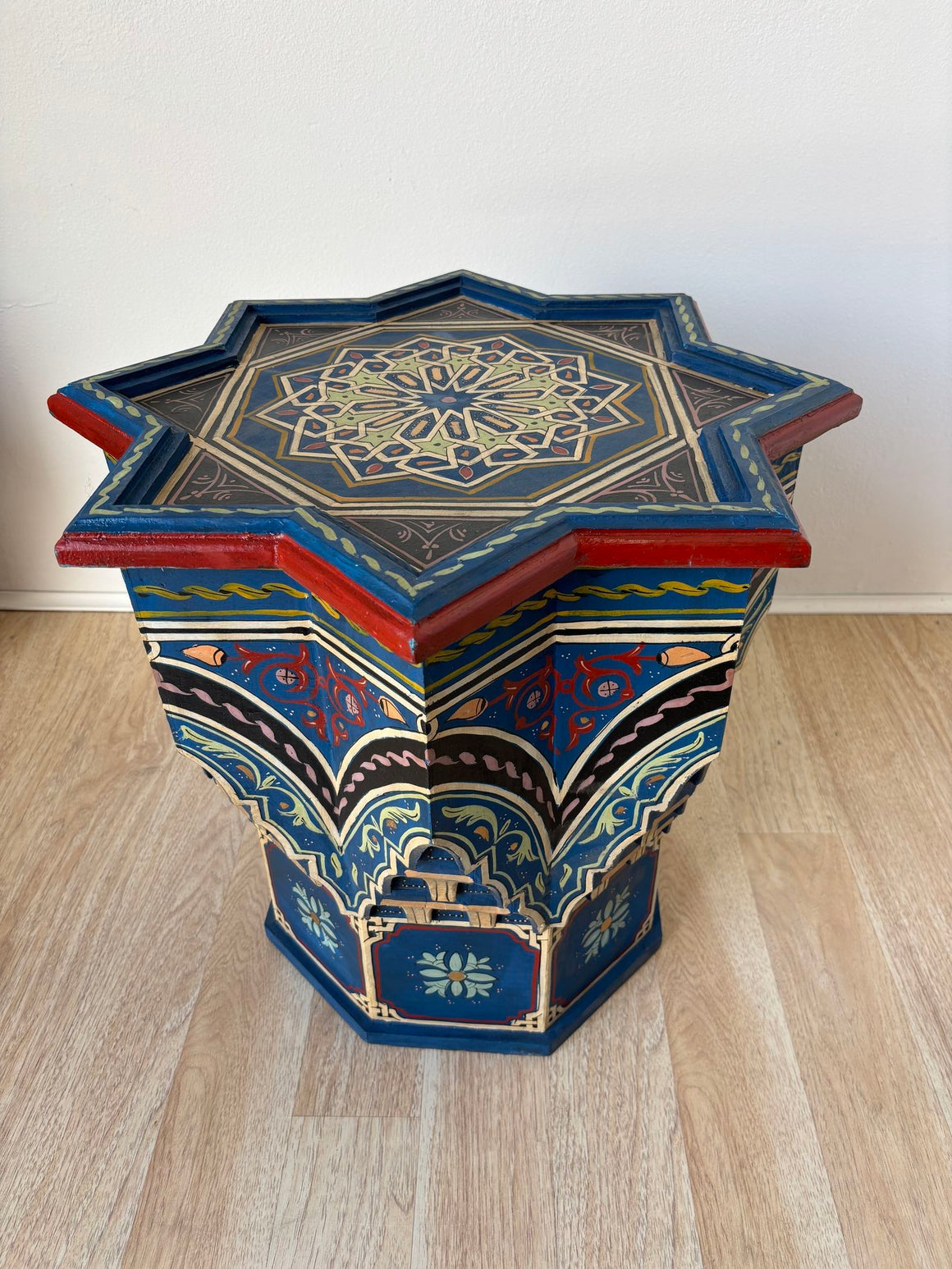 Moroccan Moorish Star Shape Blue Side Table 1960s