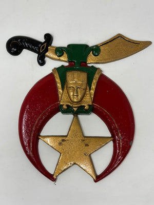 Large Crescent and Scimitar Masonic Shriners Cast Emblem Wall Plaque Freemasonry