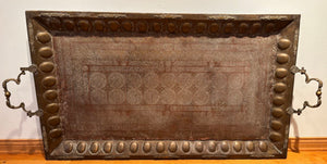 Antique Islamic Mughal Copper Metal Tray Oversized