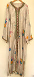 Vintage Moroccan Kaftan White Floral Design Circa 1970