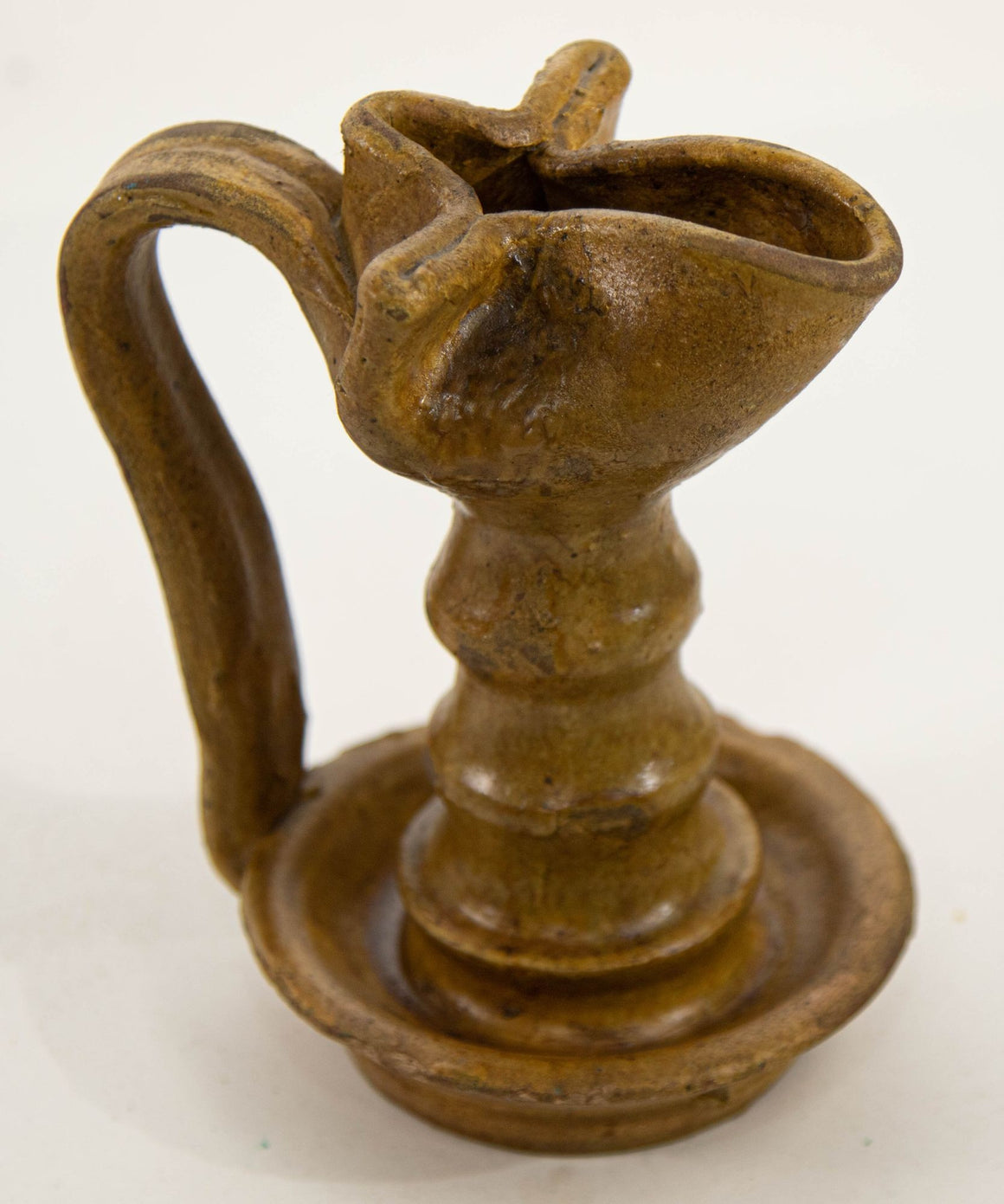 Antique Islamic Persian Nishapur Style Ceramic Glazed Oil Lamp