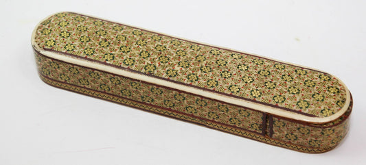 Antique Khatam Wooden Pen Box, Handcrafted Islamic Design, 1930s