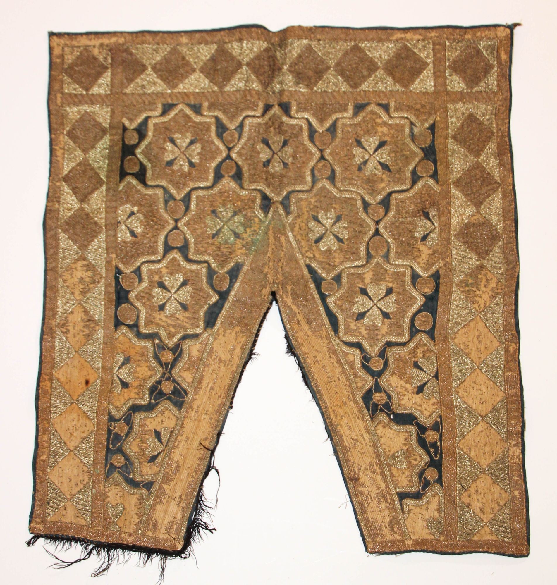 19th Century Islamic Art Ottoman Metallic Threads Arched Fragment Textile