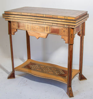 Moroccan Inlaid Card Chess Backgammon Game Table 1950