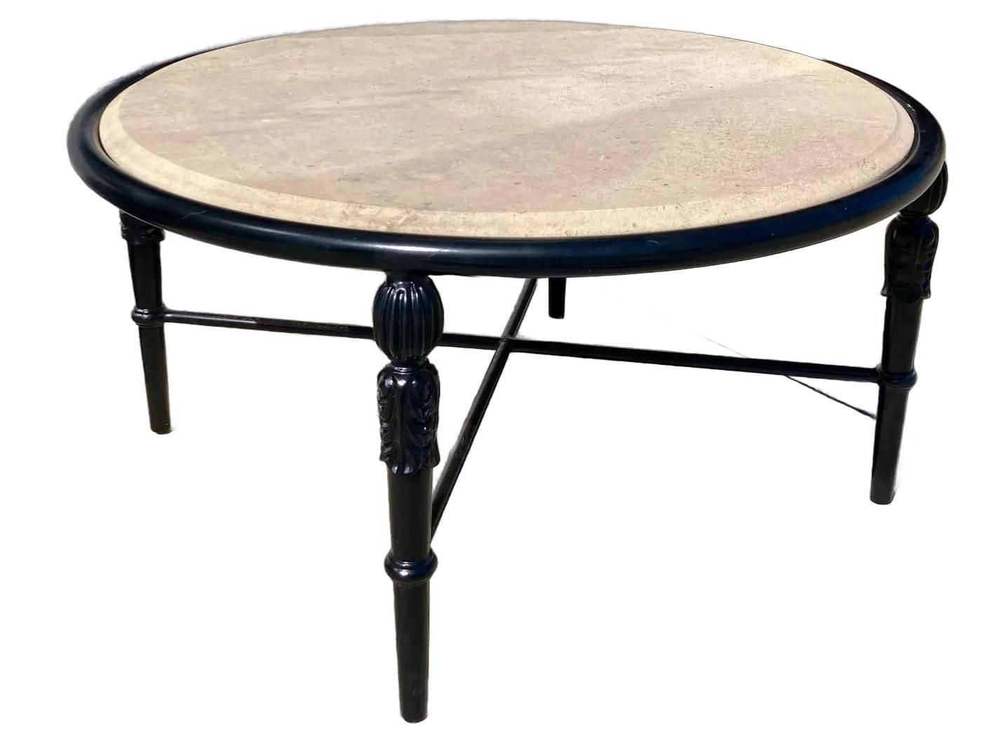 Michael Taylor Montecito Patio Round Outdoor Indoor Coffee Table With Stone Top