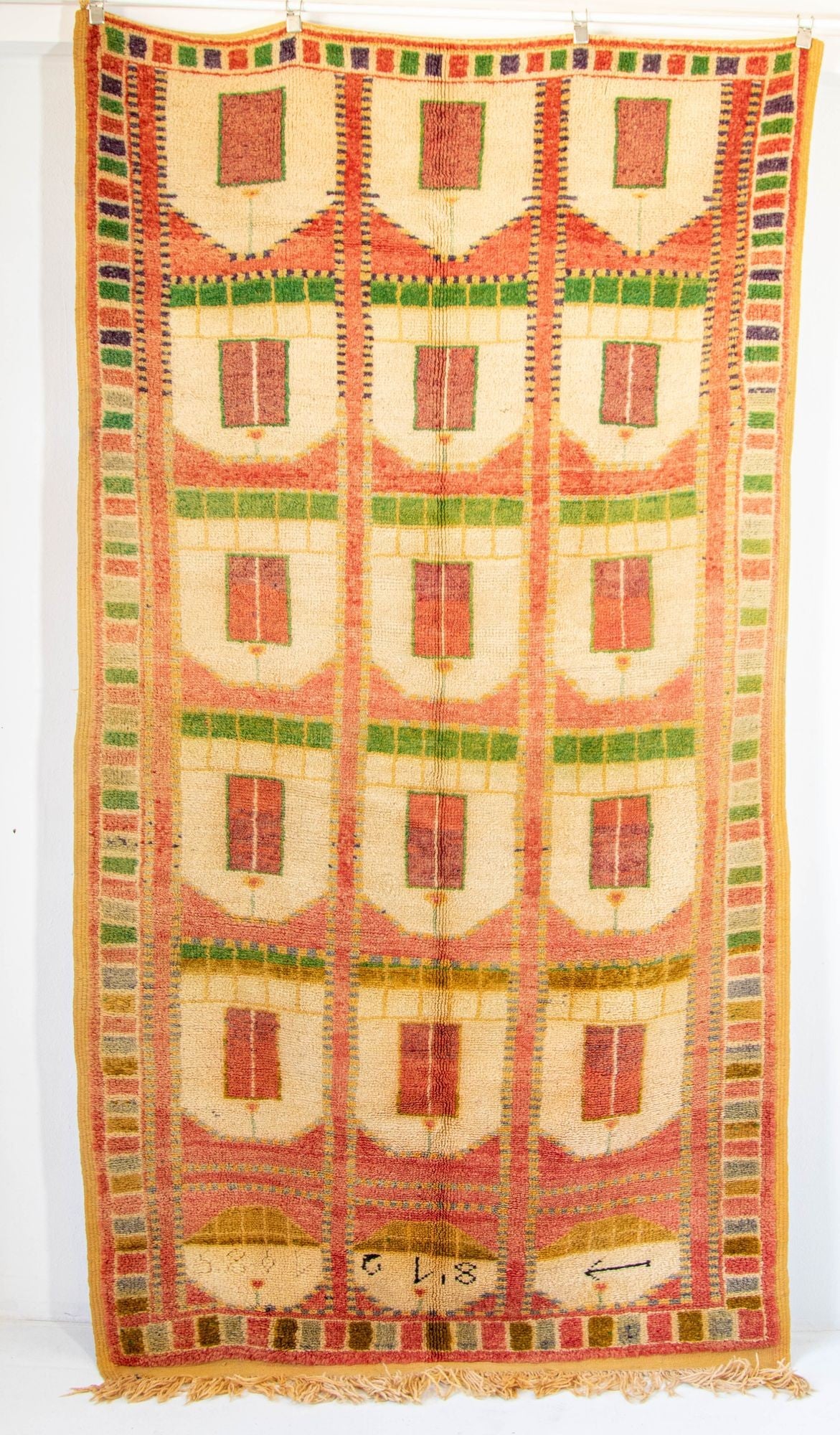 Moroccan Orange Wool Rug by the Beni MGuild Morocco 1980s