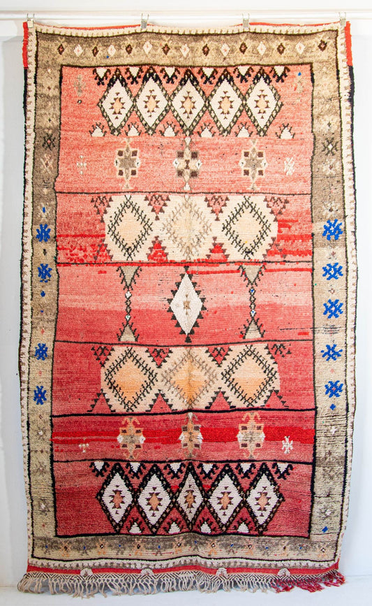 Moroccan Vintage Hand-Woven Boujad Berber Rug, circa 1960