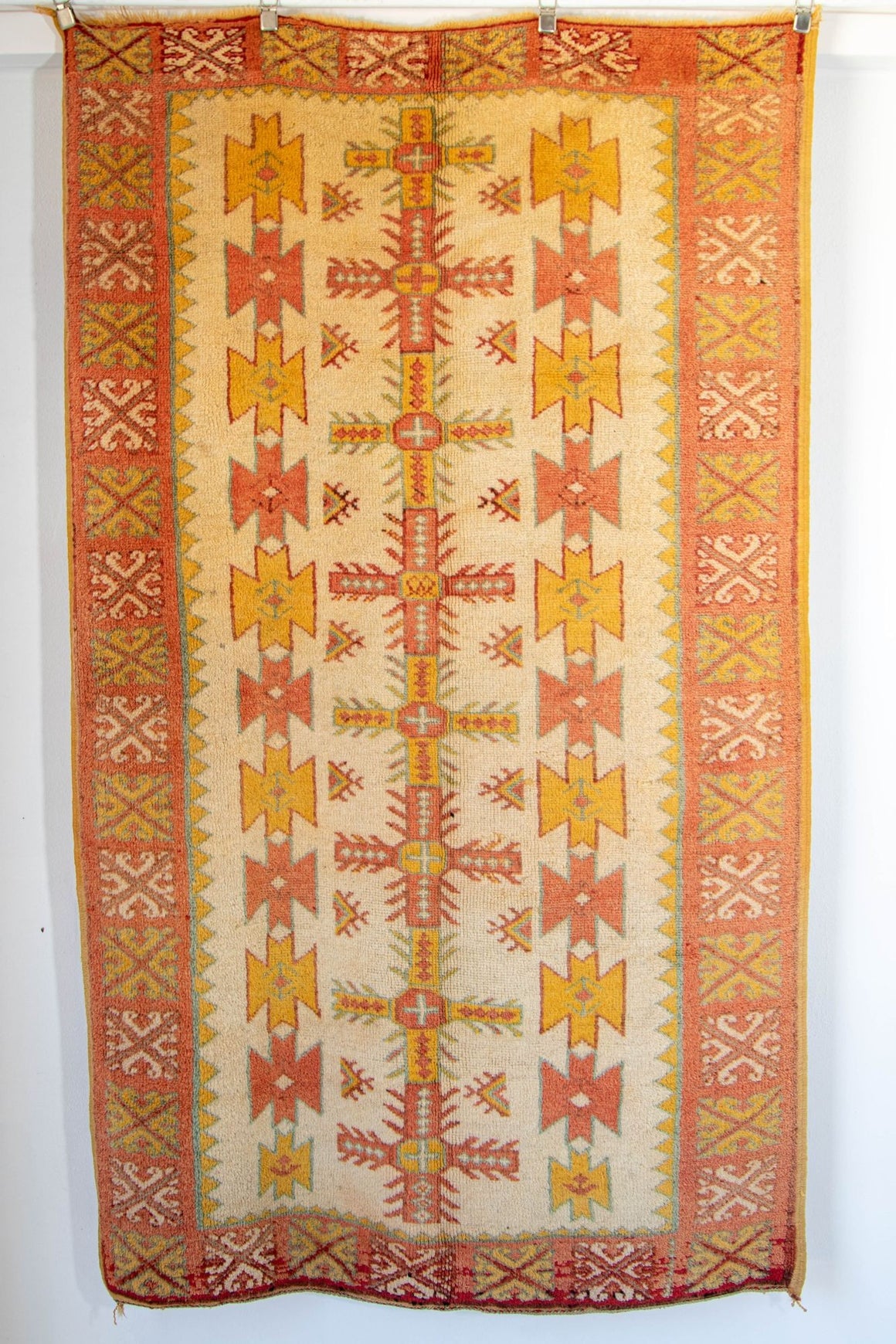 Moroccan Orange Vintage Beni MGuild Rug 1960s