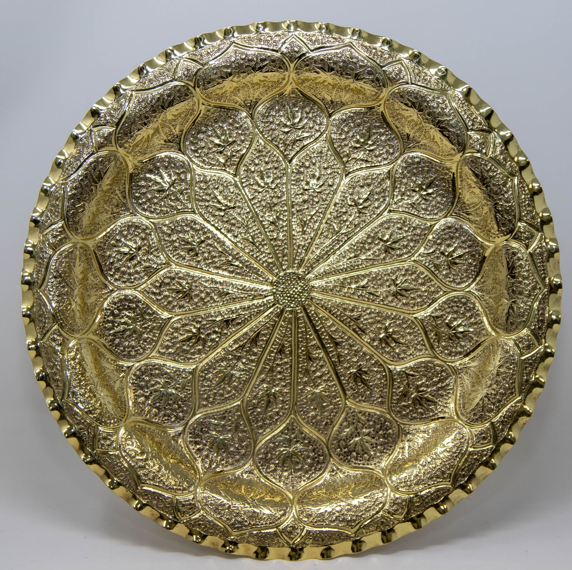 Moroccan Brass Tray Moorish Islamic Metalwork 13 inches Diameter