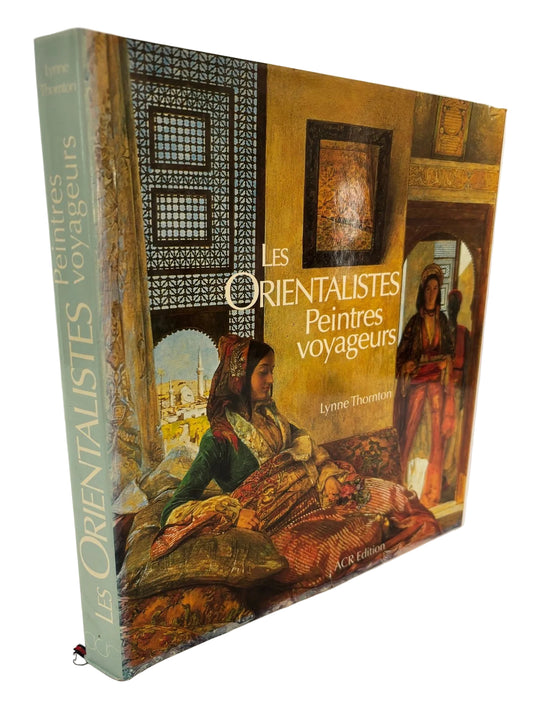 Book titled 'Les Orientalistes Peintres Voyageurs' with a cover featuring an illustration of a woman and architectural elements.