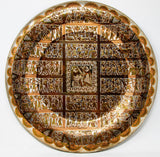 Egyptian Round Brass Tray with Silver and Copper Overlay Wall Hanging Decor