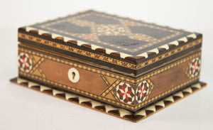 Moorish Wood Box Islamic Marquetry Mosaic Art Granada Spain Khatam Decor 1940s